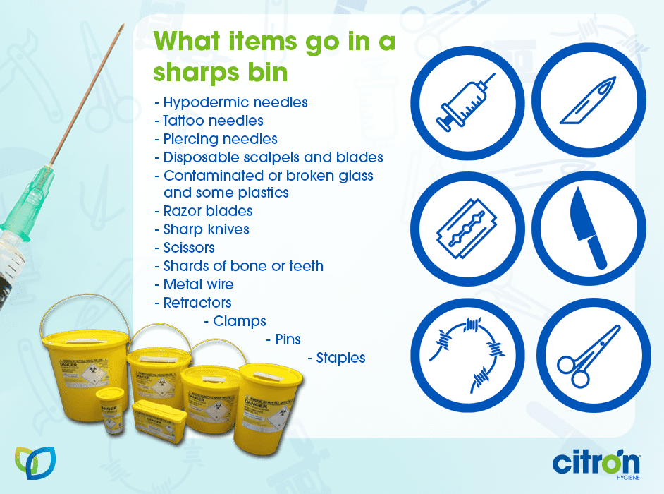 what items go in a sharps bin