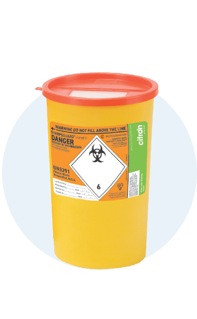 Orange Lidded Sharps Disposal Bin