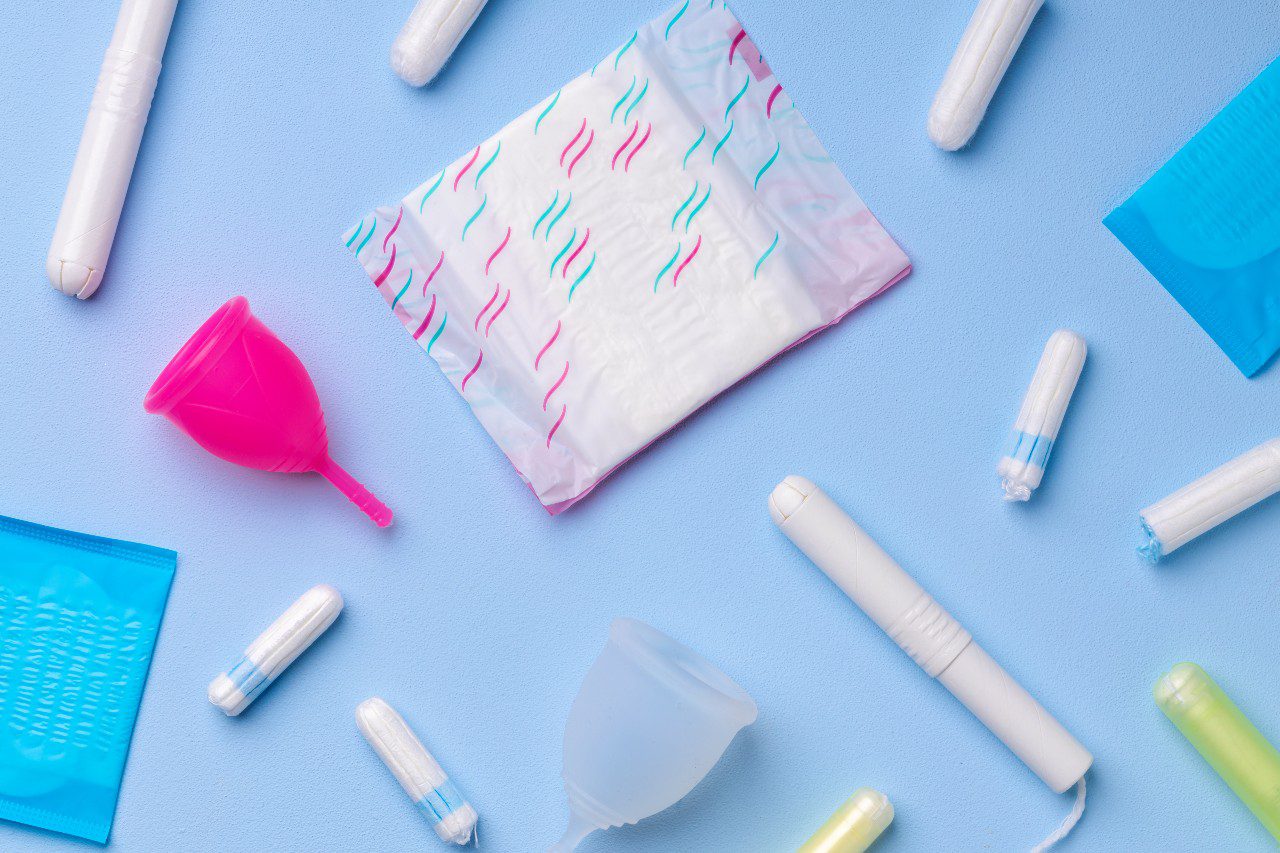 set of menstrual hygiene products